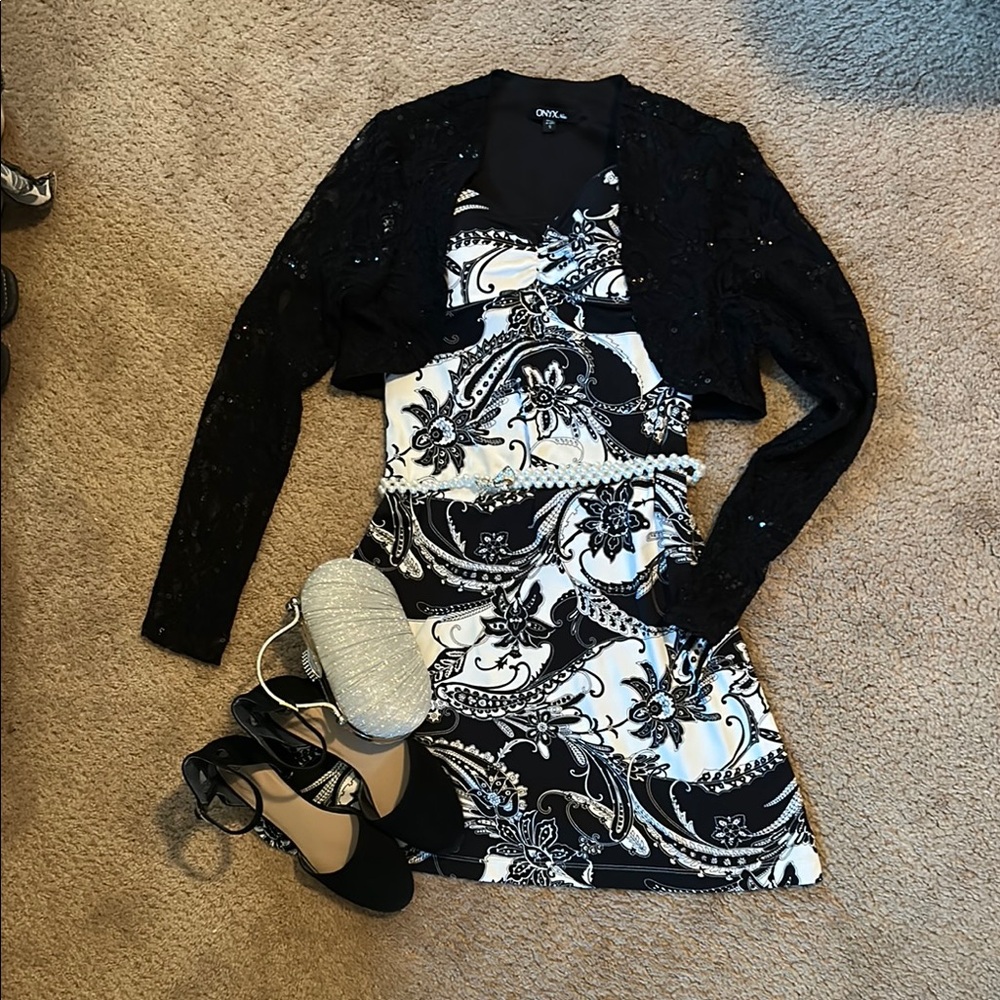 Onyx Black Sequin Cropped Jacket